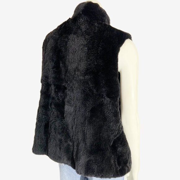 Vintage Y2K Black Real Fur Vest / size Small - Picture 10 of 14